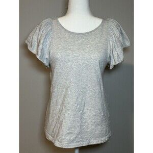 Women’s Old Navy Light Gray Ruffled Puff Sleeve Top Small
